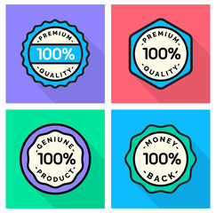 Colorful-Flat-Premium-quality-100-percent-badge-set.