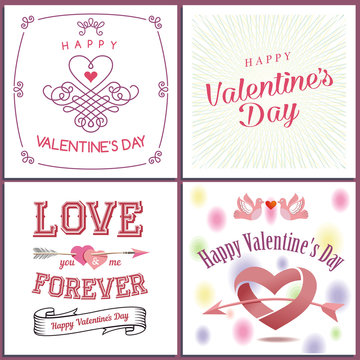 Happy Valentine`s day set - emblems and cards. Valentine concept. Valentine's day invitation design