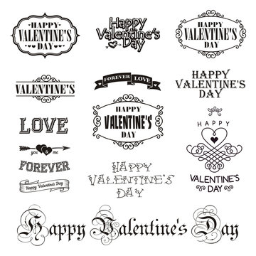 Vector photo overlays, hand drawn lettering collection, inspirational quote. Valentine day labels set. Calligraphy postcard or poster graphic design lettering element. Best for gift card, brochure