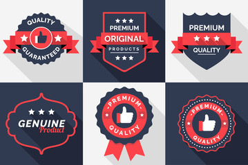 Premium-quality-badge-set-in-blue-white-red-color