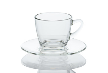 Glass coffee cup isolated on white background