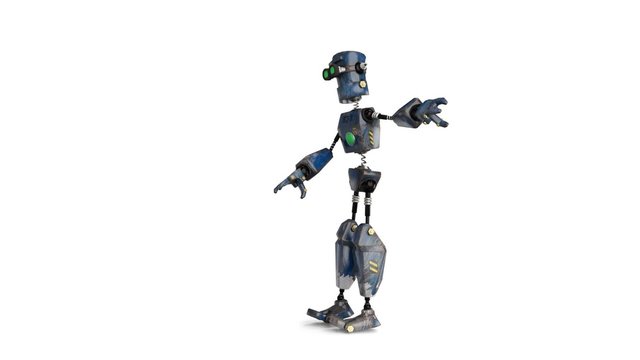 old robot angry shouders