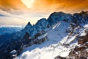 Keuken foto achterwand Mont Blanc Mont Blanc, Courmayeur, Italië helikopter