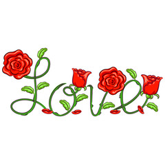 Illustration of Flower Vine Love Message