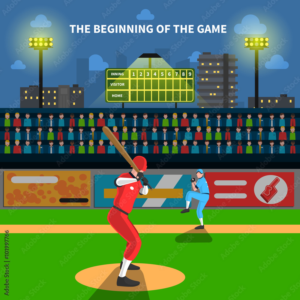 Wall mural Baseball game illustration