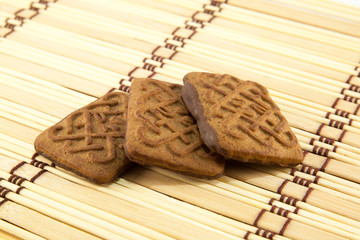 Tasty and fresh cookies isolated on vintage background.