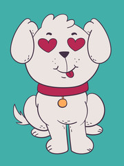 Cute Dog in Love with Hearts Instead of Eyes