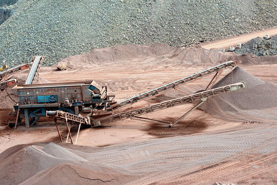 stone crusher in a quarry. mining industry.