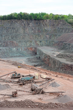 stone crusher in a quarry. mining industry.