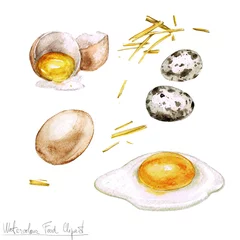 Gordijnen Aquarel Koken Clipart - Eieren © nataliahubbert