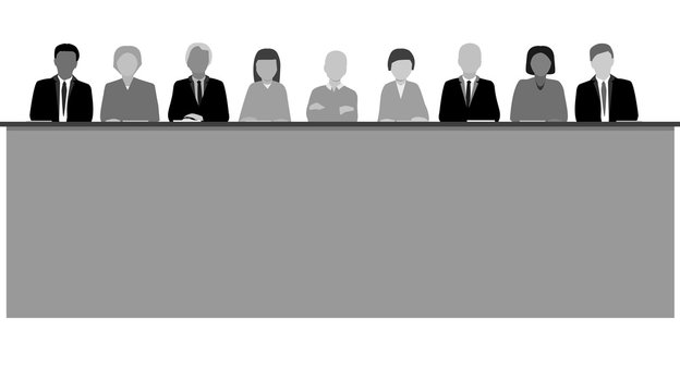 Jury of different ethnicities and genders