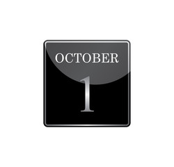 1 october calendar silver and glossy