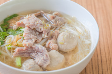 Asian food Beef and meat ball noodle soup
