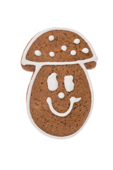 Christmas gingerbread mushroom isolated on a white background