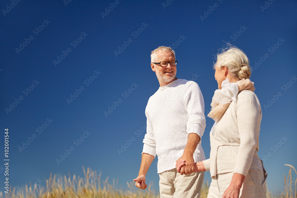 Wall mural happy senior couple talking outdoors