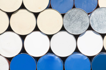 Stack of Oil barrels at oil refinery area