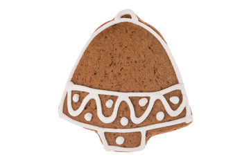 Christmas gingerbread bell isolated on a white background