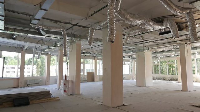 Building site. Construction. Emprty room with columns.