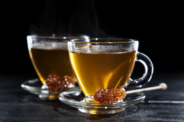 Cup of tea on dark background