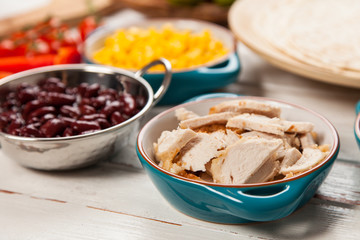 Tortilla with a mix of ingredients