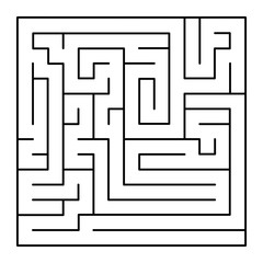 Thin Line Style Maze on White Background. Vector
