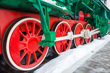 Old steam locomotive wheels