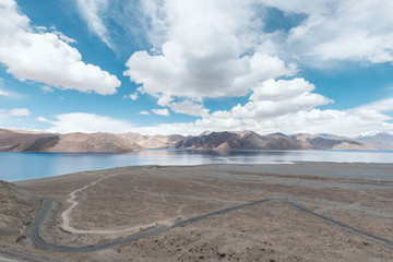Pangong Lake(Tso),wide 6-7 km, long 130 km, 30% of area in India