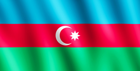 Flag of Azerbaijan waving in the wind