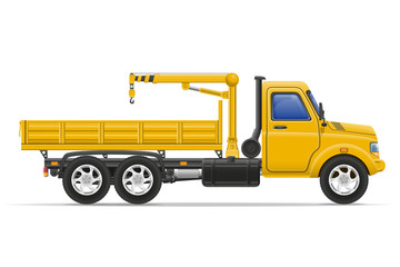 Fototapeta na wymiar cargo truck with crane for lifting goods vector illustration