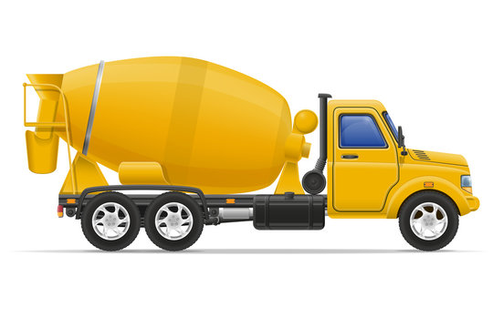cargo truck concrete mixer vector illustration