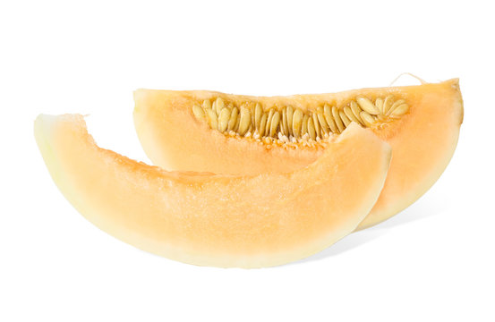 fresh ripe melon with slice isolated on white