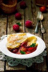  pancakes with plum sauce