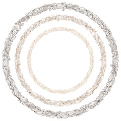 Stylized hand drawn wreath with flowers