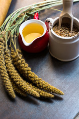 baking background with wheat and flour