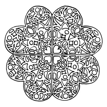 Doodle zentangle clover shamrock Saint Patrick's Day vector isolated