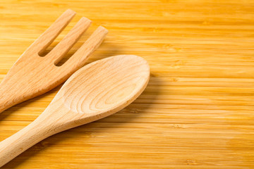 Wood spoon and fork