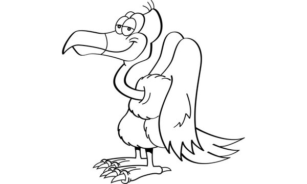 recommend clip art: Black and white illustration of a buzzard.