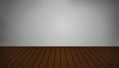 Interior room with brick wall and wood floor