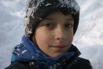 Boys playing at snow