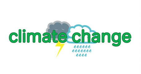 Vector image of various weather symbols and the words climate change