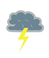Flat vector image of storm cloud with a lightning bolt