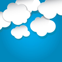 Clouds of white paper on a celestial background