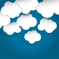 Obraz premium Clouds of white paper on a blue background