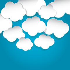 Obraz premium Clouds of white paper on a blue background