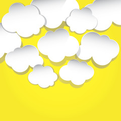 Paper white clouds on a sunny background