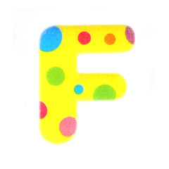 English colorful letters isolated on white background, letter F