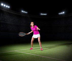 Fototapeta na wymiar Young woman tennis player