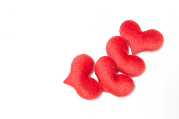 velvet plush heart isolate on white background