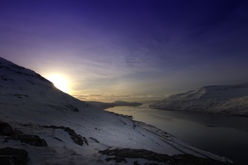 The nature of the Faroe Islands on a winter day in the north Atlantic 