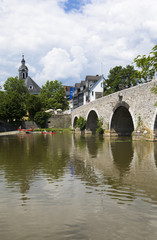Alte Lahnbrücke, hinten Dom zu Wetzlar, Wetzlar, Hessen, Deutschland, Europa